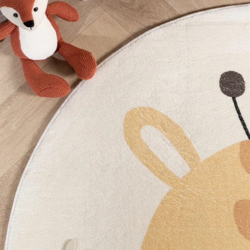Waschbarer Spielteppich Rund - Sammy Giraffe Gelb