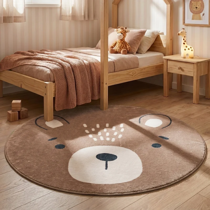 Waschbarer Spielteppich Rund - Sammy Bear Braun