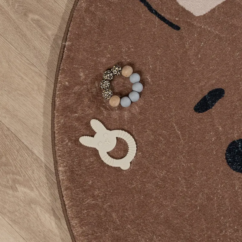 Waschbarer Spielteppich Rund - Sammy Bear Braun