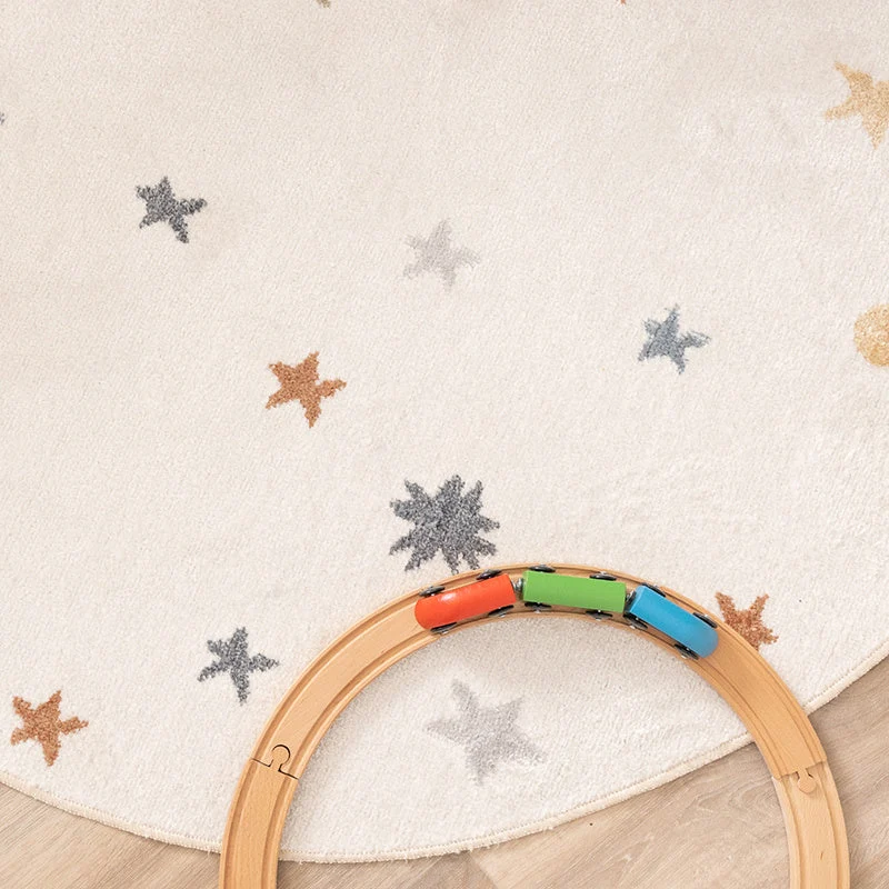 Waschbarer Kinderteppich Rund - Ravi Stars Bunt