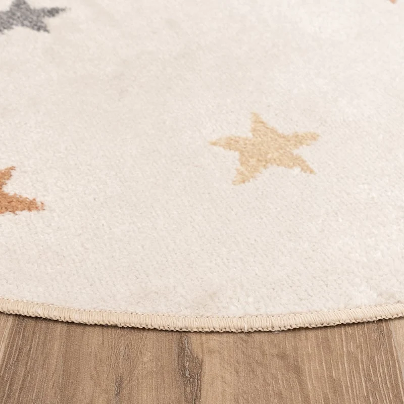 Waschbarer Kinderteppich Rund - Ravi Stars Bunt