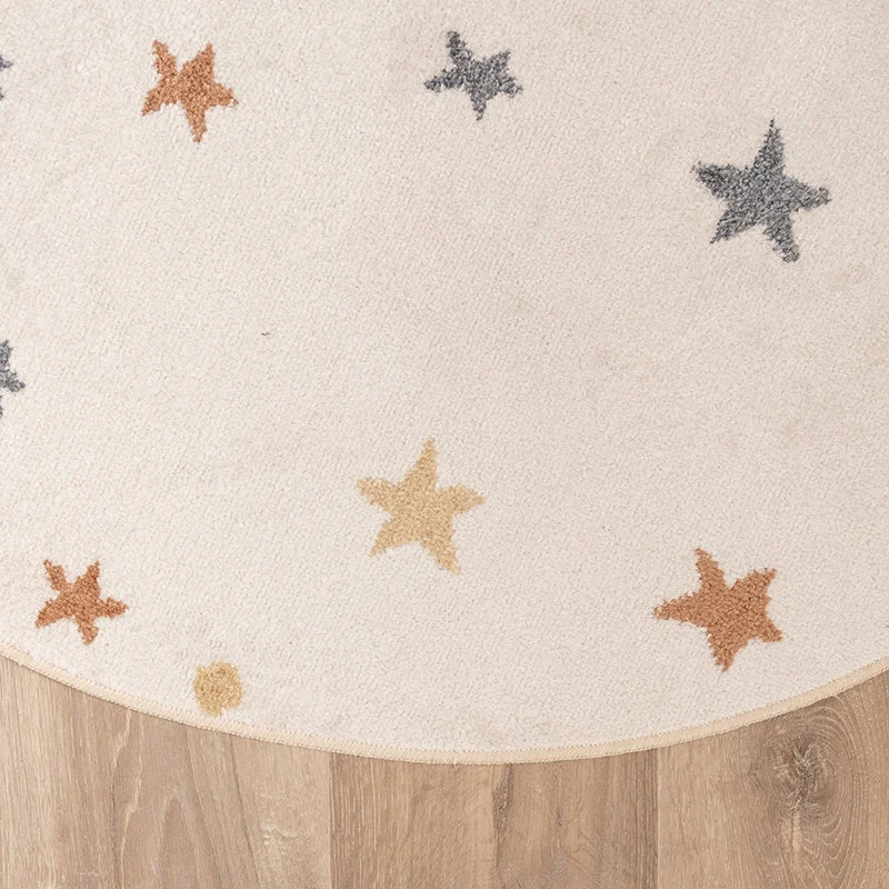 Waschbarer Kinderteppich Rund - Ravi Stars Bunt