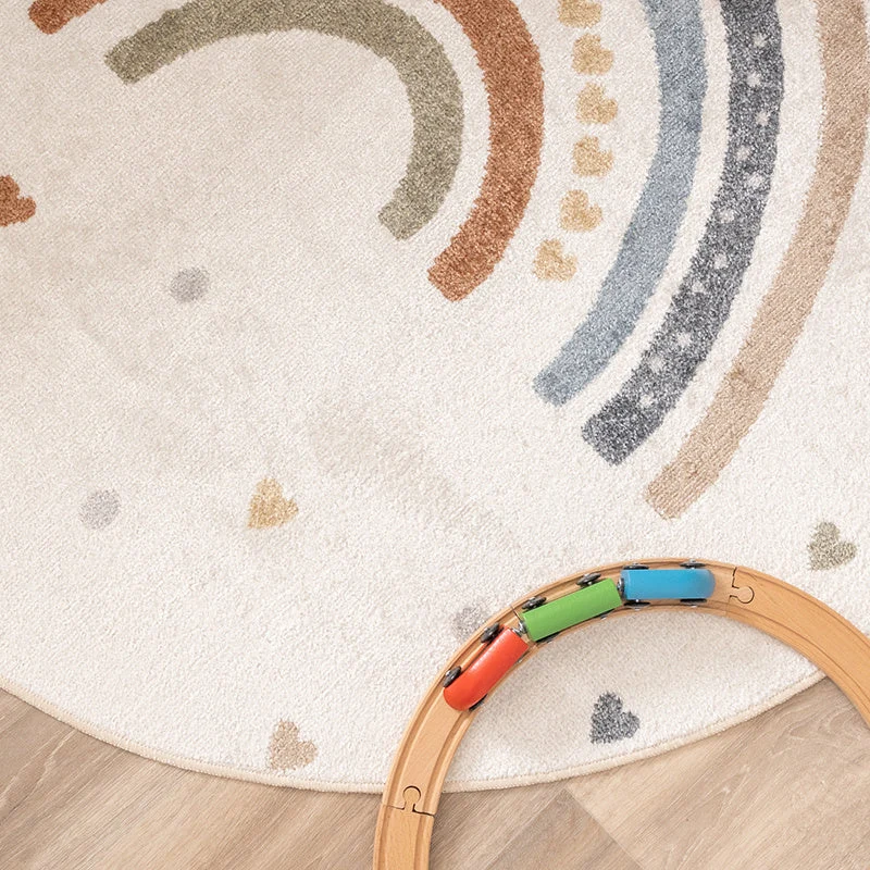 Waschbarer Kinderteppich Rund - Ravi Rainbow Bunt
