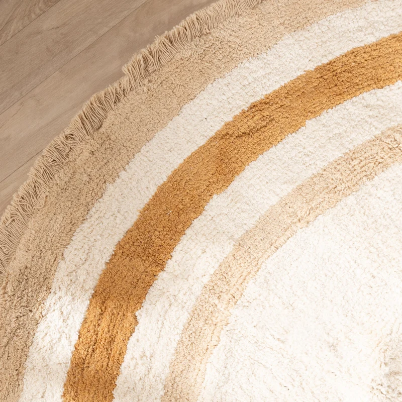 Waschbarer Kinderteppich Rund - Milo Beige