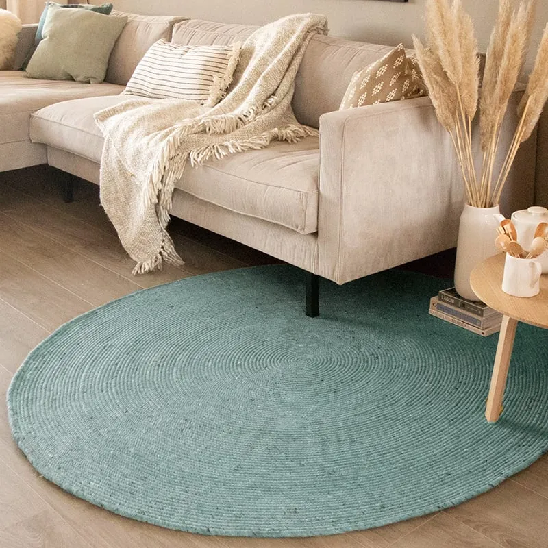 Wollteppich Rund - Wise Blau 364