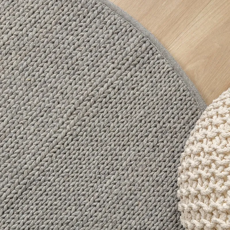 Wollteppich Rund - Twist Grau