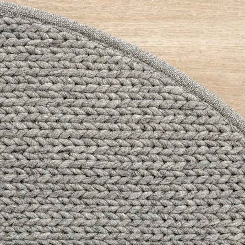 Wollteppich Rund - Twist Grau