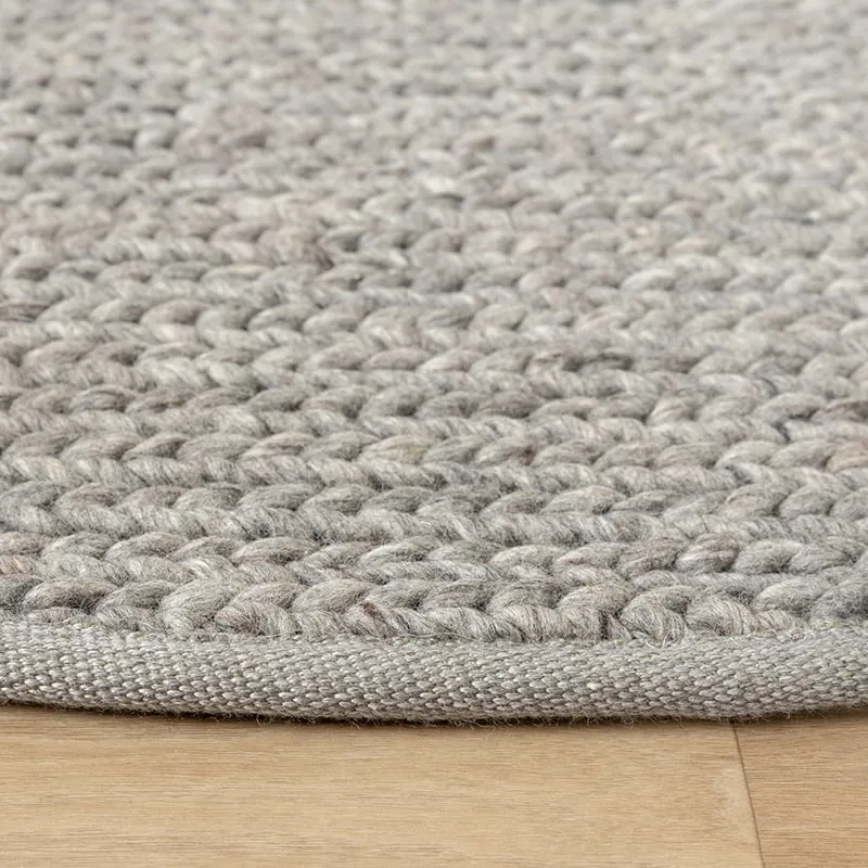 Wollteppich Rund - Twist Grau