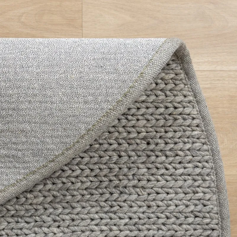 Wollteppich Rund - Twist Grau