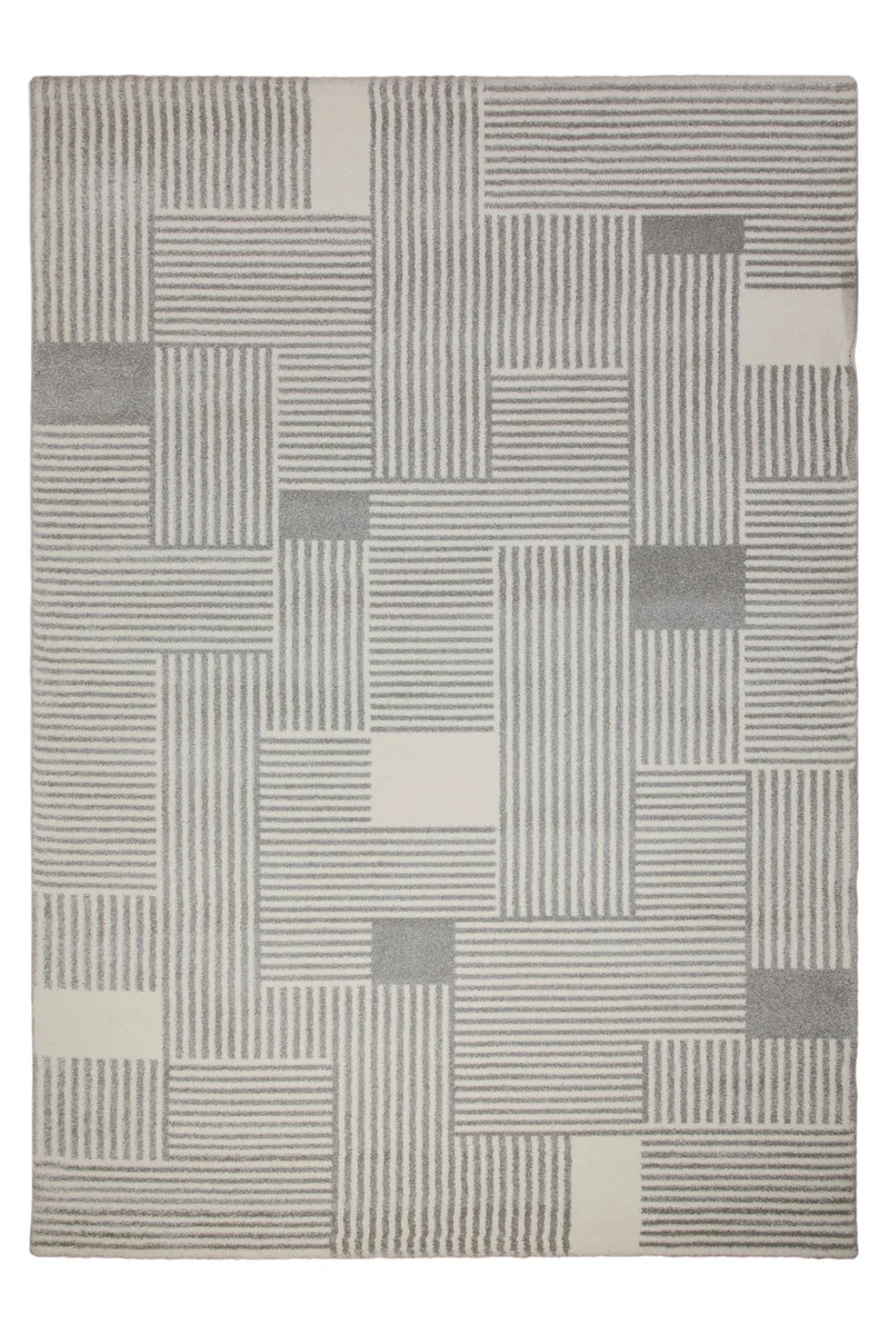 160x230 Teppich Wohnzimmer Beige Grau Streifen
