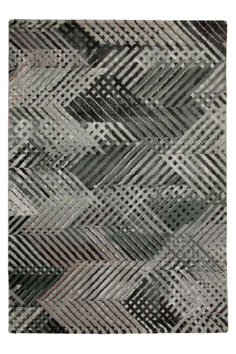 160x230 Teppich Wohnzimmer Grau Grün Muster