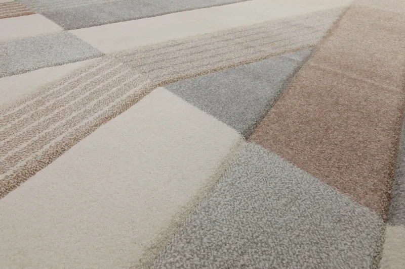 160x230 Teppich Wohnzimmer Creme Grau Muster