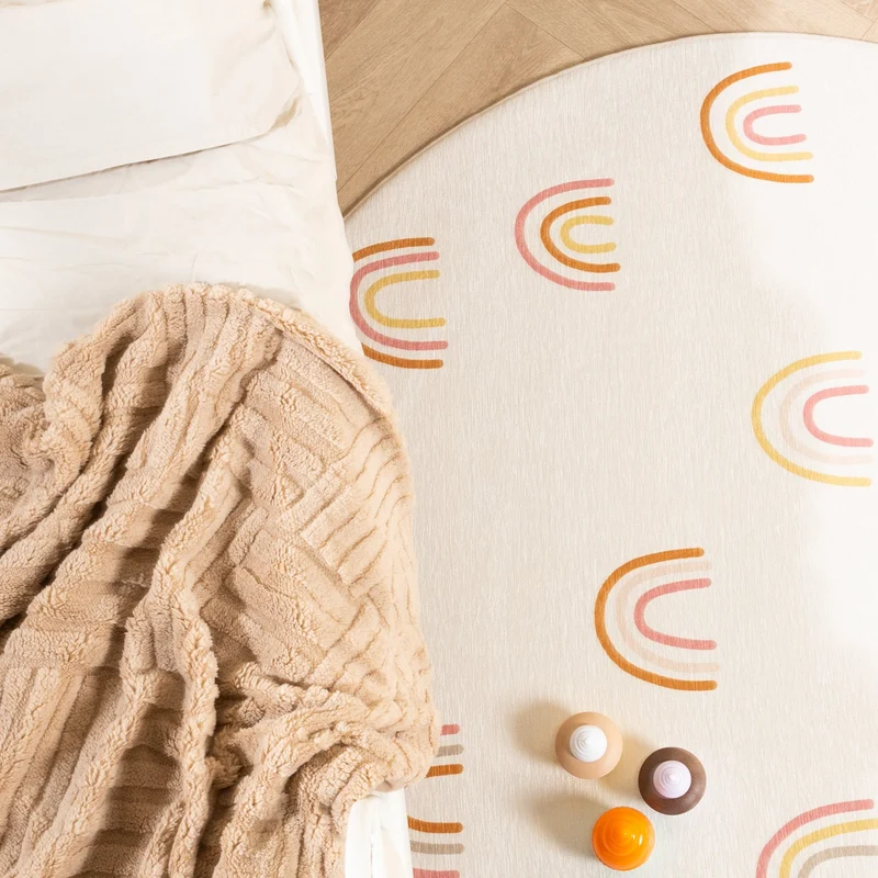 Waschbarer Kinderteppich Rund - Evi Rainbow Bunt