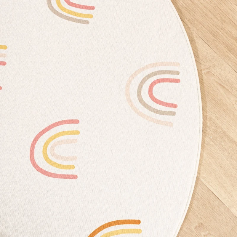 Waschbarer Kinderteppich Rund - Evi Rainbow Bunt