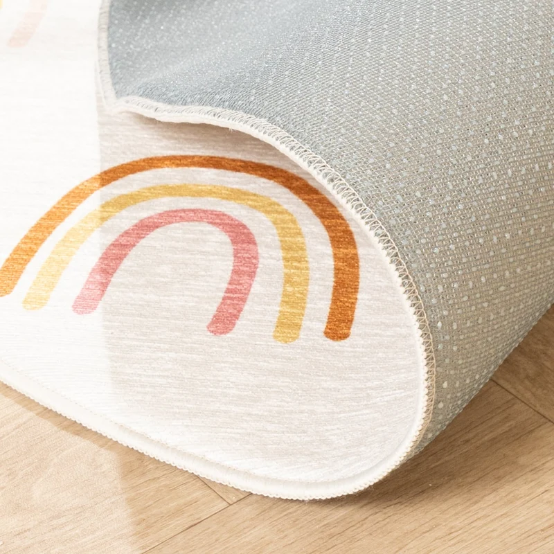 Waschbarer Kinderteppich Rund - Evi Rainbow Bunt