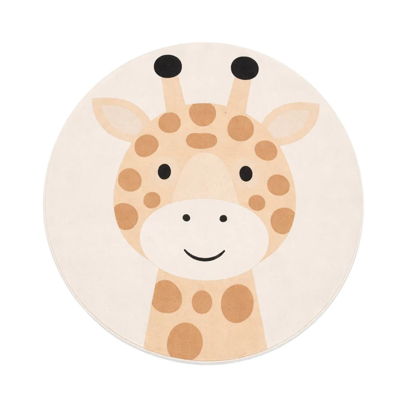 Waschbarer Spielteppich Rund - Sammy Giraffe Beige