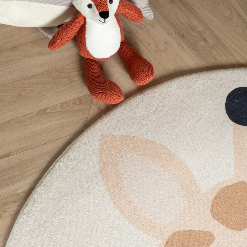 Waschbarer Spielteppich Rund - Sammy Giraffe Beige