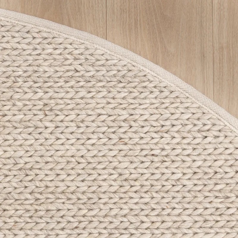 Wollteppich Rund - Twist Beige