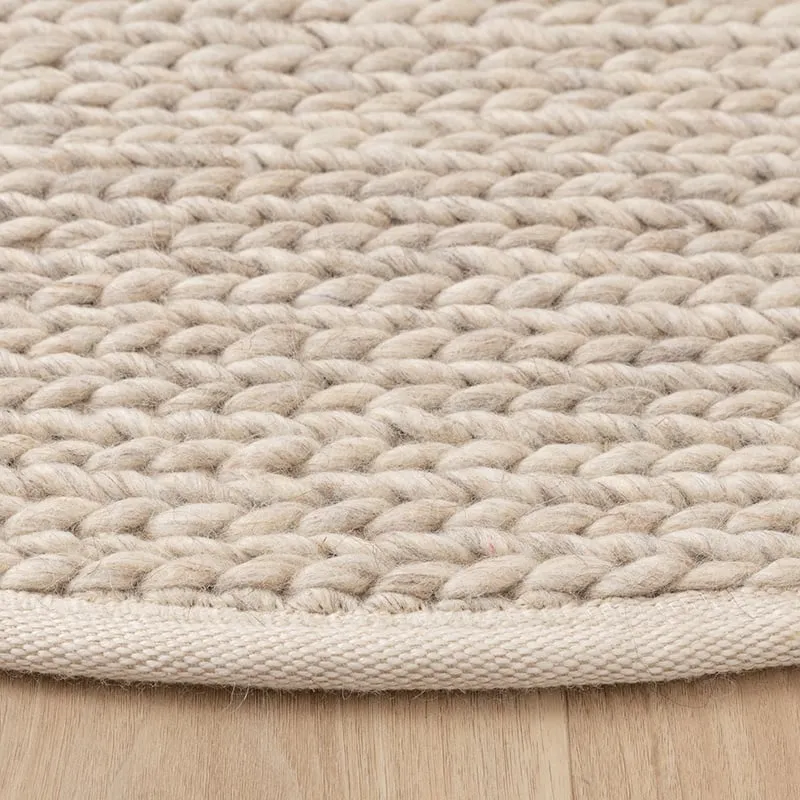 Wollteppich Rund - Twist Beige