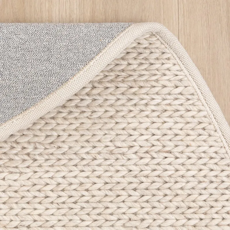 Wollteppich Rund - Twist Beige