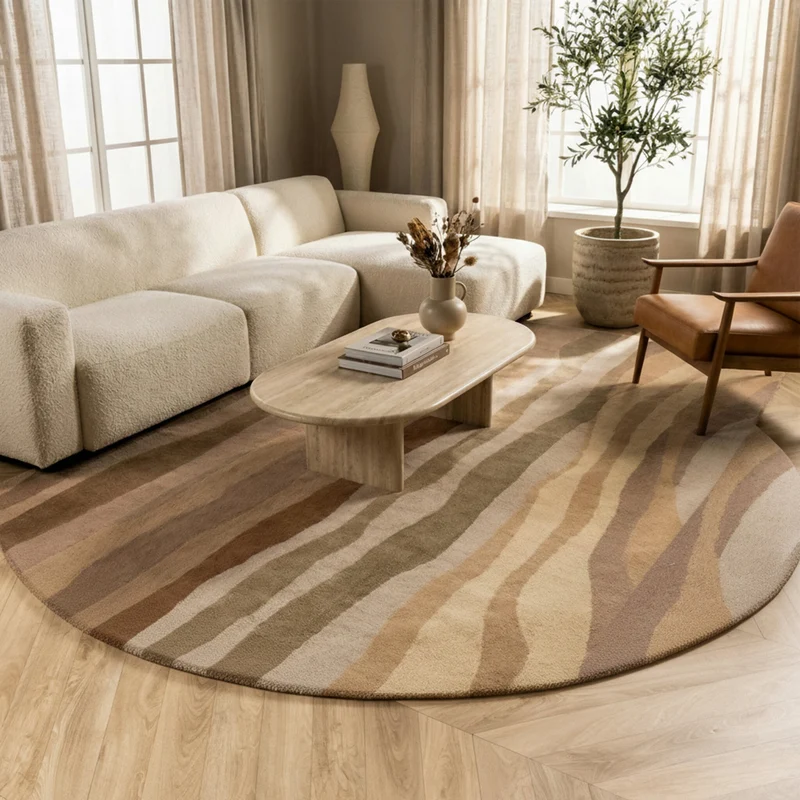 Wollteppich Rund - Liora Beige
