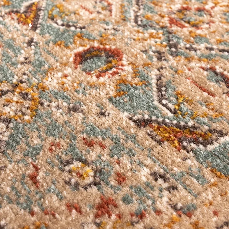 Teppich Vintage Rund - Thirza Oriental Hellblau Bunt