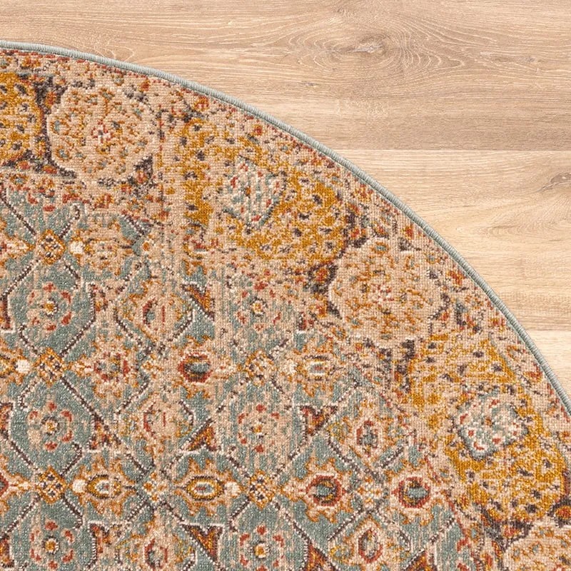 Teppich Vintage Rund - Thirza Oriental Hellblau Bunt