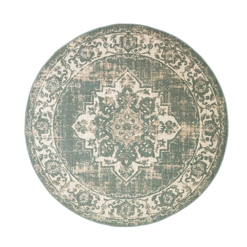 Teppich Vintage Rund - Spring Medaillon Grün Creme