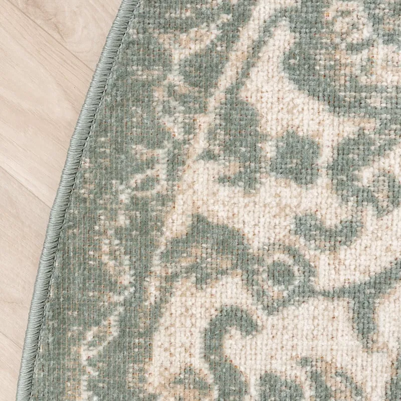 Teppich Vintage Rund - Spring Medaillon Grün Creme