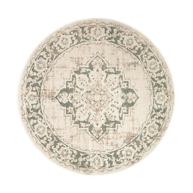 Teppich Vintage Rund - Spring Medaillon Creme Grün