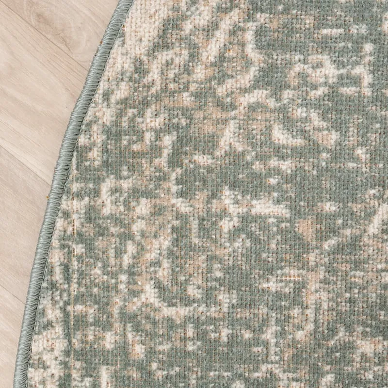 Teppich Vintage Rund - Spring Ethnic Grün Creme