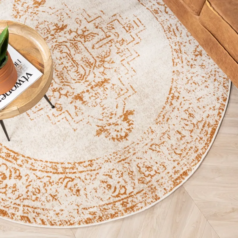 Teppich Vintage Rund - Spring Ethnic Creme Terra