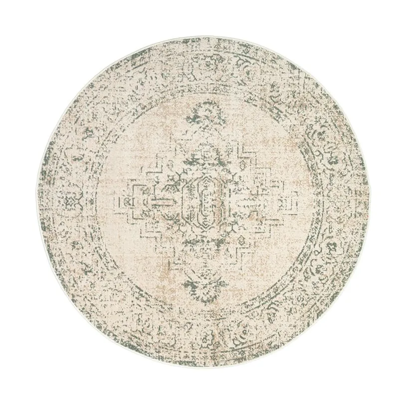 Teppich Vintage Rund - Spring Ethnic Creme Grün