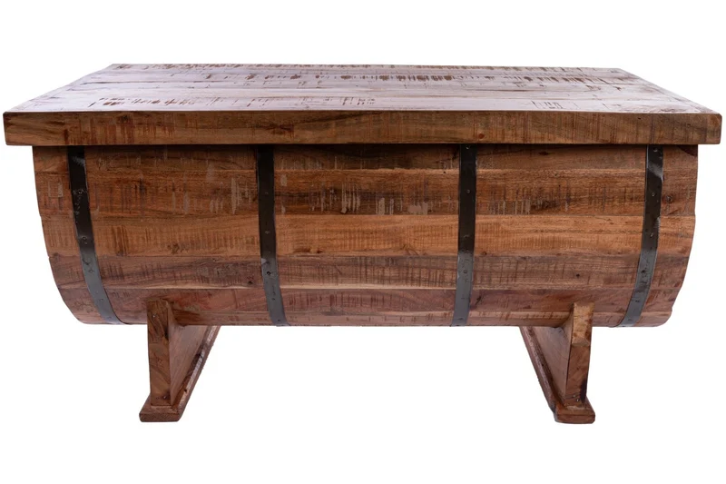 Antiker Couchtisch "Agnes" Weinfass-Optik