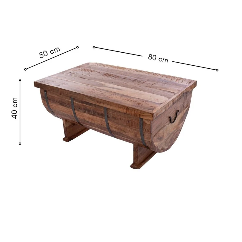 Antiker Couchtisch "Agnes" Weinfass-Optik