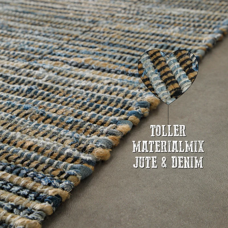 Handwebteppich Denim Blau "Denim Blues" WECONhome