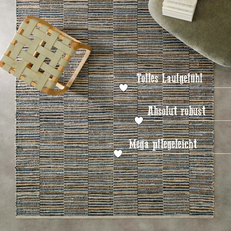 Handwebteppich Denim Blau "Denim Blues" WECONhome