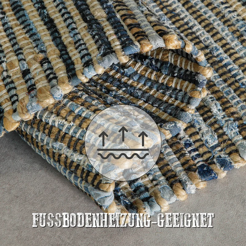 Handwebteppich Denim Blau "Denim Feels" WECONhome