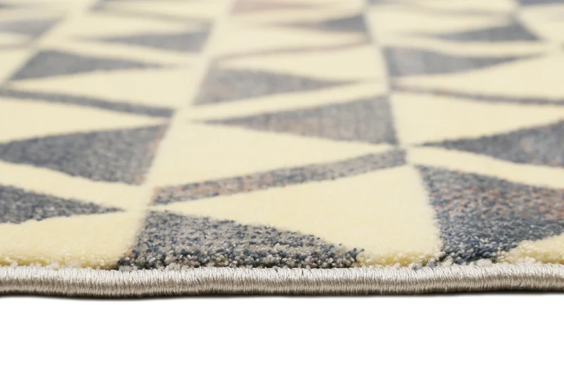 160x230 Teppich Wohnzimmer Creme Blaugrau Farbverlauf Dreieck