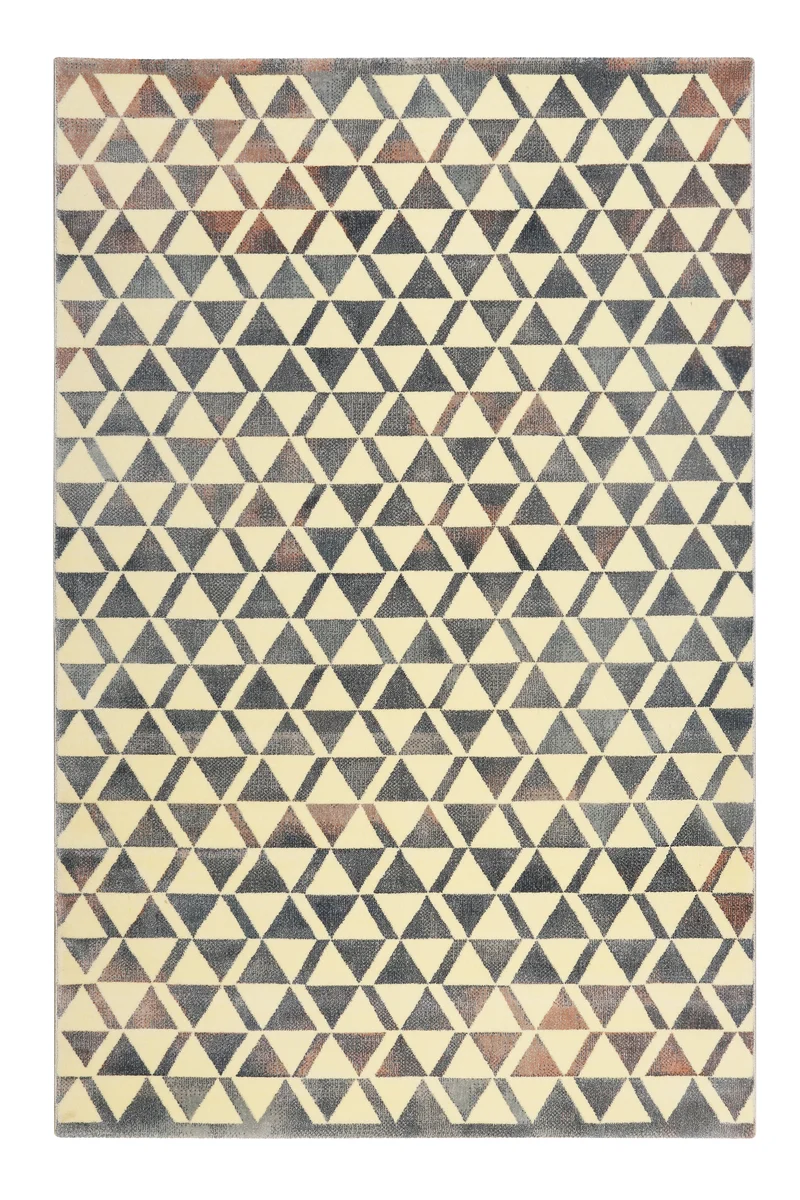 160x230 Teppich Wohnzimmer Creme Blaugrau Farbverlauf Dreieck