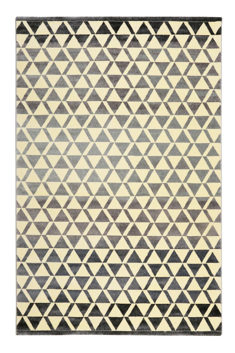160x230 Teppich Wohnzimmer Creme Schwarz Farbverlauf Dreieck