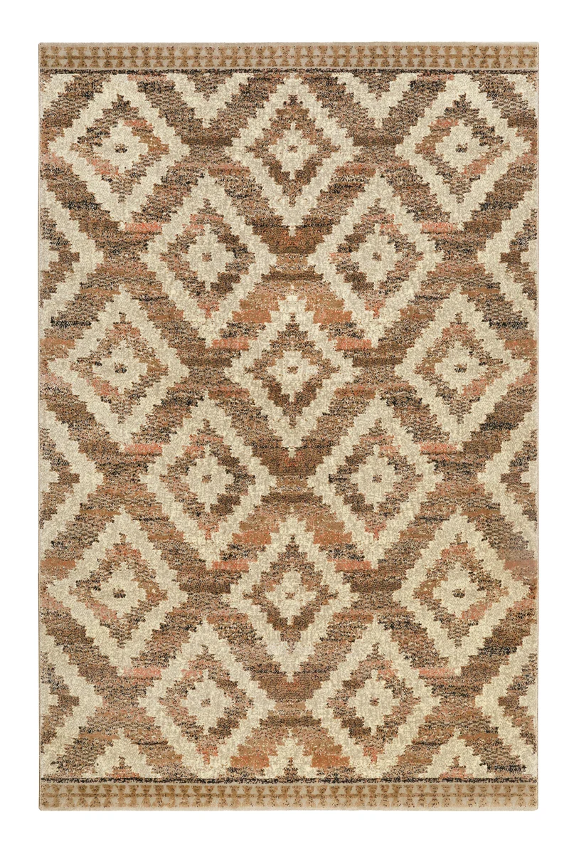 Teppich 160x230 Wohnzimmer Braun Rautenmuster