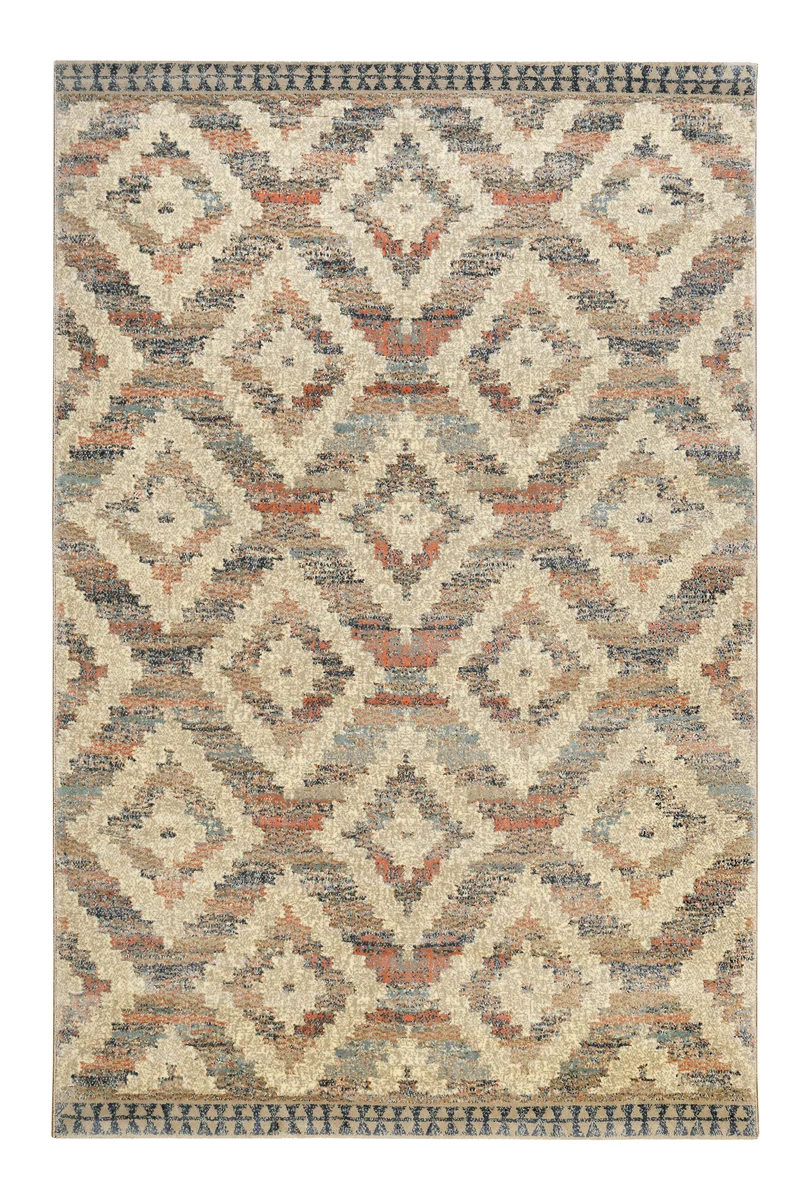 Teppich 160x230 Wohnzimmer Beige Rautenmuster