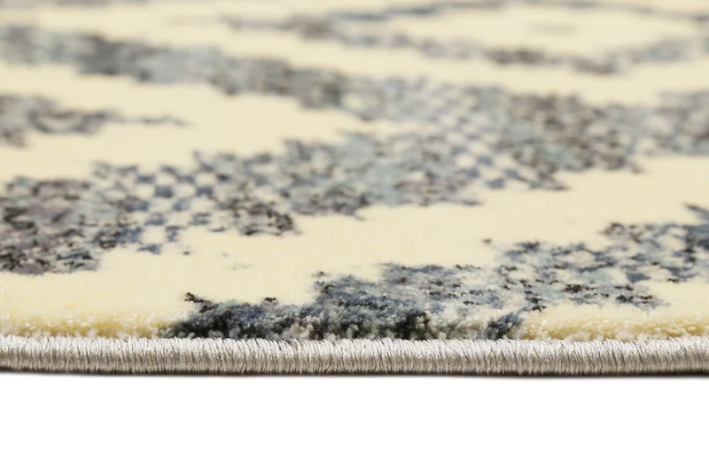 Teppich 160x230 Wohnzimmer Dunkelblau Creme Rautenmuster