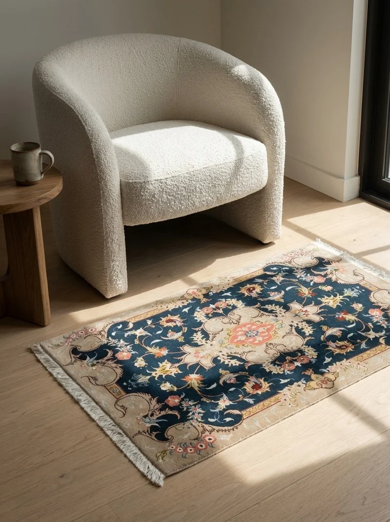 Tabriz 50 Raj · Handgeknüpft – Blau, 103x62 cm