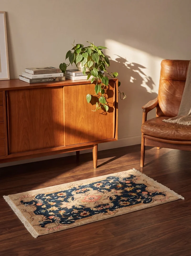 Tabriz 50 Raj · Handgeknüpft – Blau, 103x62 cm