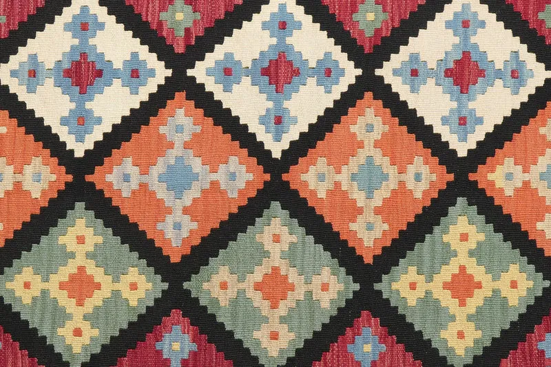 Kelim Gashgai · Handgewebt – Schwarz, 202x157 cm