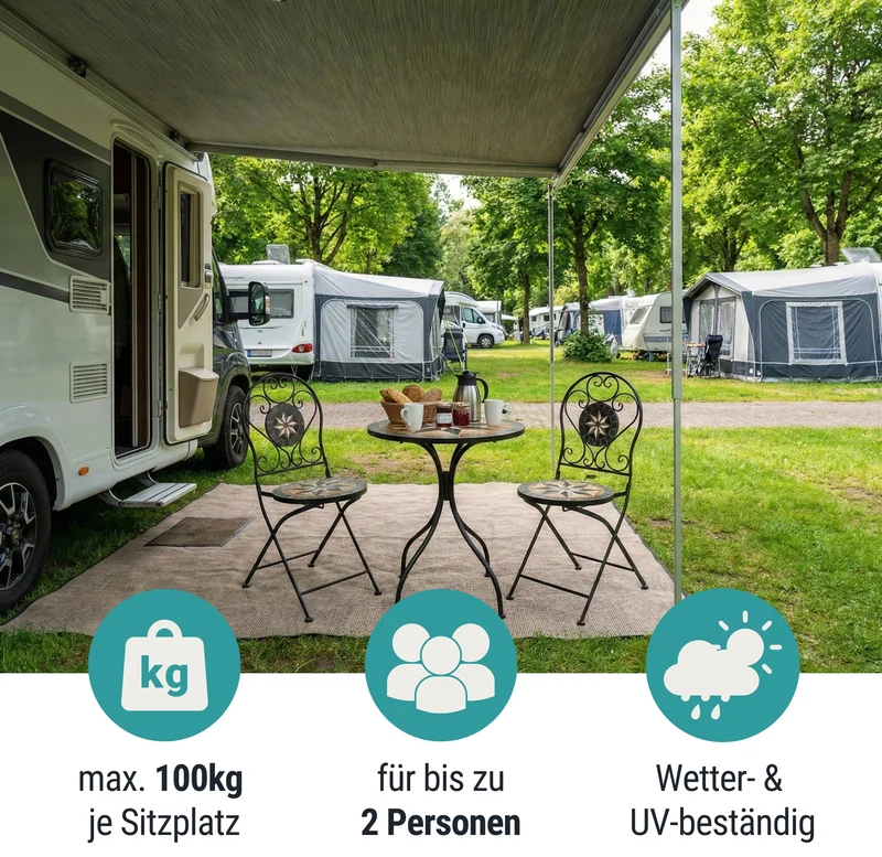 Mosaik-Bistroset "Casper" bestehend aus 2 Stühlen und 1 Tisch