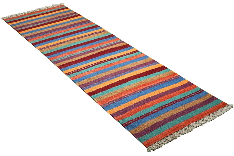 Kelim Gashgai · Handgewebt – Bunt, 200x60 cm