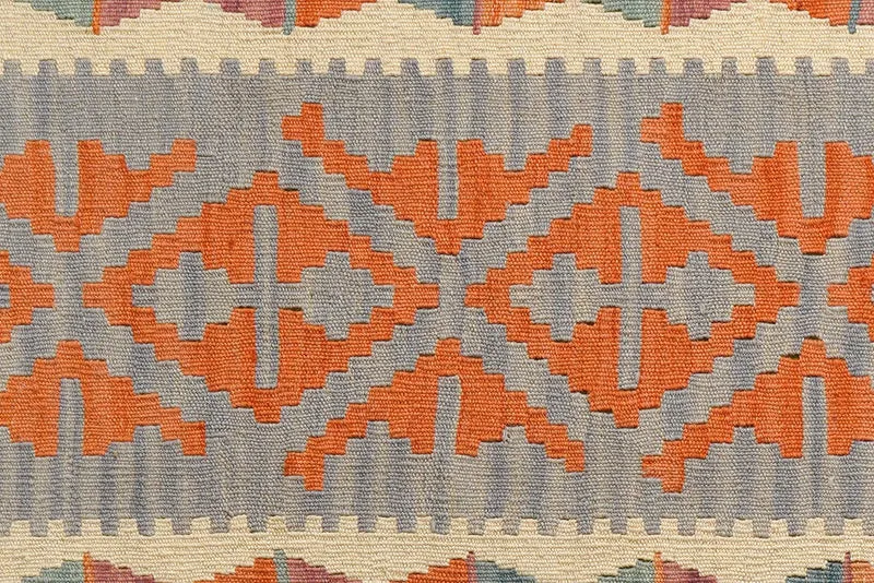 Kelim Gashgai · Handgewebt – Grau, 295x85 cm